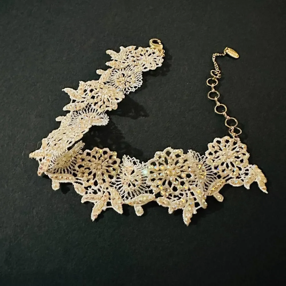 Gass Bead & Lace Ivory Choker Amrita Singh